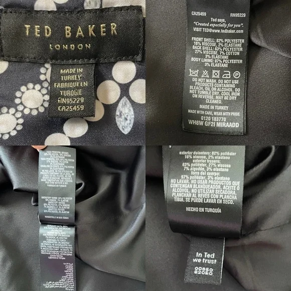 Ted Baker London Black Sleeveless V-Neck Sheath Dress Size 2 - Picture 12 of 12